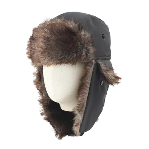 Winter Trapper Hat Cold Weather Windproof Hat Ear Flaps Hat Warm Hunting Hat Furry Snow Ski Hat Russian Skiing Hat Thermal Earflaps Hat Outdoor Cycling Hat