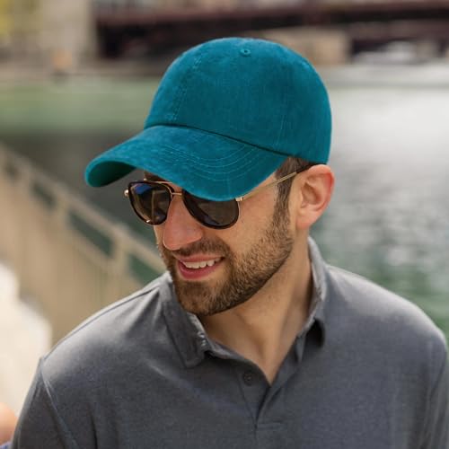 Edoneery Baseball Cap for Men and Women, Low Profile Washed Cotton Dad Hat - color: Lake Blue