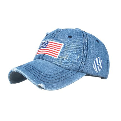 American Flag Baseball Caps Embroiderred USA Flag Patriotic Dad Hat Adjustable Trucker Hats for Men Women - color: Usa Flag Blue 2#