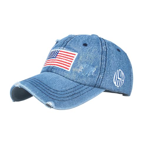American Flag Baseball Caps Embroiderred USA Flag Patriotic Dad Hat Adjustable Trucker Hats for Men Women - color: Usa Flag Blue 2#