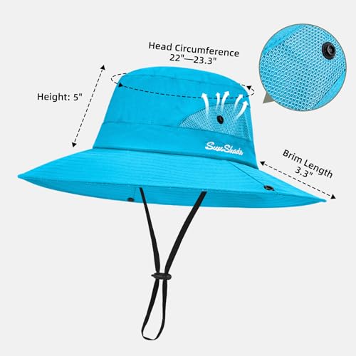 Rosoz Ponytail Sun Bucket Hats for Women UV Protection Foldable Wide Brim - color: 2pack-pure Blue&pure Purple