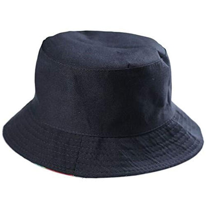 BYOS Unisex Trendy Reversible Lightweight Printed Bucket Hat Packable Outdoor - color: Black