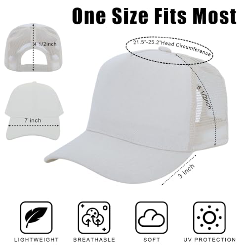 ZH 12 Pack Seamless Mesh Back Baseball Caps, 5 Panel Trucker Hats Bulk for Men and Women，Blank Caps - color: Beige