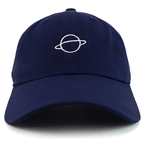 Trendy Apparel Shop Planet Embroidered Low Profile Soft Cotton Dad Hat Cap - color: Navy