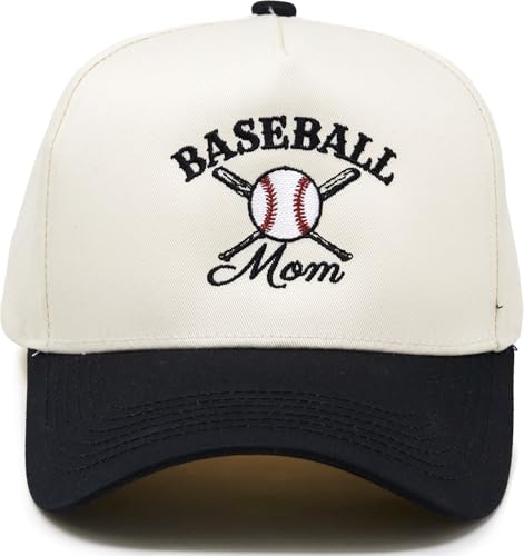 Funky Junque Trucker Snapback Hat - color: Baseball Mom - Black/Beige