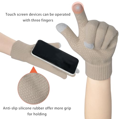 Loritta 3-Pieces Winter Hats for Women Warm Scarf Touchscreen Gloves - color: O-apricot