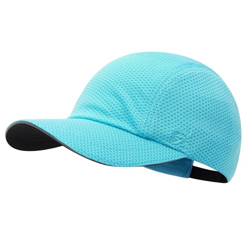 GADIEMKENSD Women's Race Day Running Cap Performance Mesh Hat - Excellent Ventilation, Lightweight, Reflective Safety - color: Sky Blue