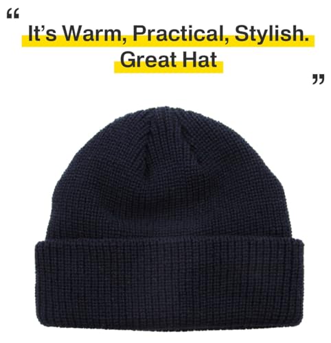 Fisherman Short Beanie Leon Roll up Trawler Classic Skullcap Hipster Beanie Warm Winter Hats Acrylic Ribbed Knit Cuff Daily - color: Navy Fisherman Beanie