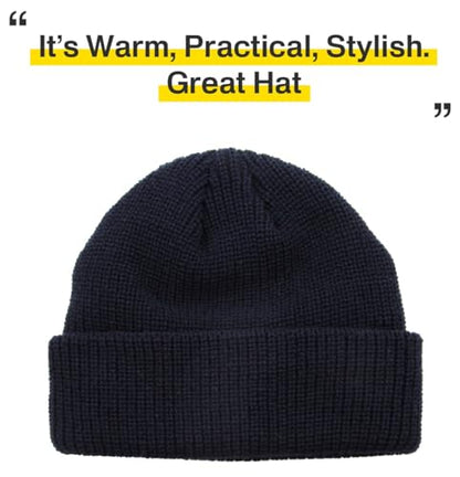 Fisherman Short Beanie Leon Roll up Trawler Classic Skullcap Hipster Beanie Warm Winter Hats Acrylic Ribbed Knit Cuff Daily - color: Navy Fisherman Beanie