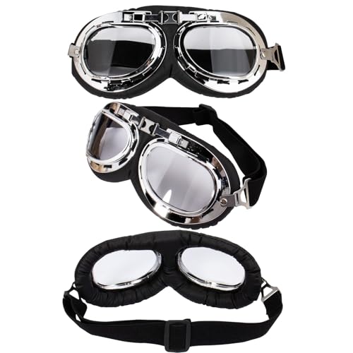Peicees Vintage Aviator Hat And Goggles Pilot Hat Costume for Adult Leather Trapper Hat With Fur Ear Flaps Winter Warm