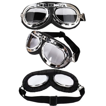 Peicees Vintage Aviator Hat And Goggles Pilot Hat Costume for Adult Leather Trapper Hat With Fur Ear Flaps Winter Warm