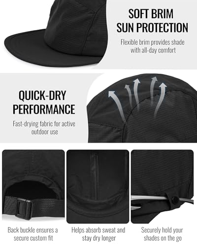 CLAPE Snapback 5 Panel Hat for Men Flat Bill Funny Trucker Hats Running - color: Wbqsg1-black