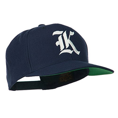 Old English K Embroidered Flat Bill Cap - color: Navy