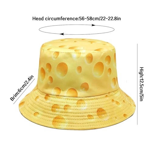 XYIYI Cute Bucket Hat Beach Fisherman Hats for Women Men Teen Girls - color: Yellow Cheese