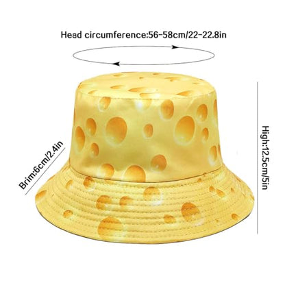 XYIYI Cute Bucket Hat Beach Fisherman Hats for Women Men Teen Girls - color: Yellow Cheese