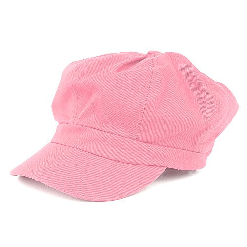 Women's Lightweight 100% Cotton Soft Fit Newsboy Cap with Elastic Back - color: Pink