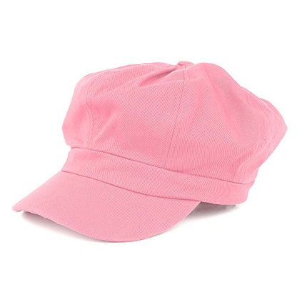 Women's Lightweight 100% Cotton Soft Fit Newsboy Cap with Elastic Back - color: Pink