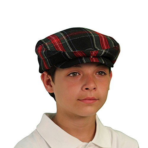 Plaid Flat Golf Cap: 'Par 5' - color: Black Stewart