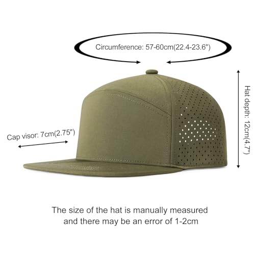 FEINION Men Laser Mesh Flat Brim Snapback Baseball Cap - color: Army Green