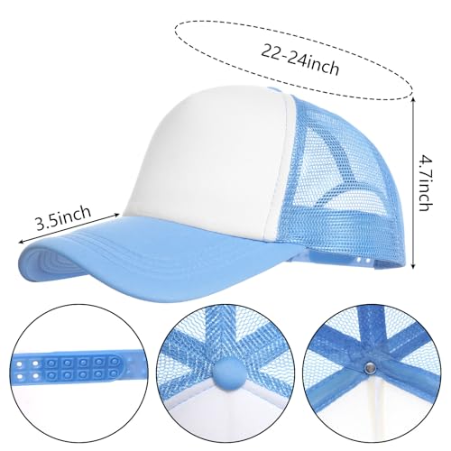 2 Pack Trucker Hat Bulk Mesh Cap for Women Men Adjustable Blank Hats for DIY Sports Outdoor - color: Pink and Blue