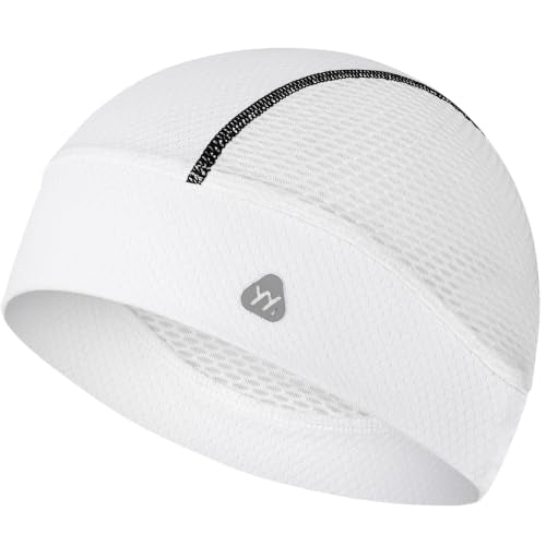 YANIKY Skull Caps for Men, Breathable Mesh Helmet Liner Sport Cooling Skull Caps for Women Sweat Cap Lightweight Cycling Cap - color: Black Contrast+white Contrast
