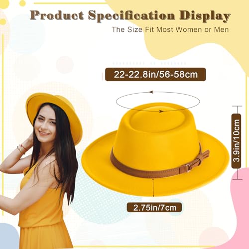 Hercicy Wool Fedora Hat for Women - color: Yellow, Pink, Green, Blue