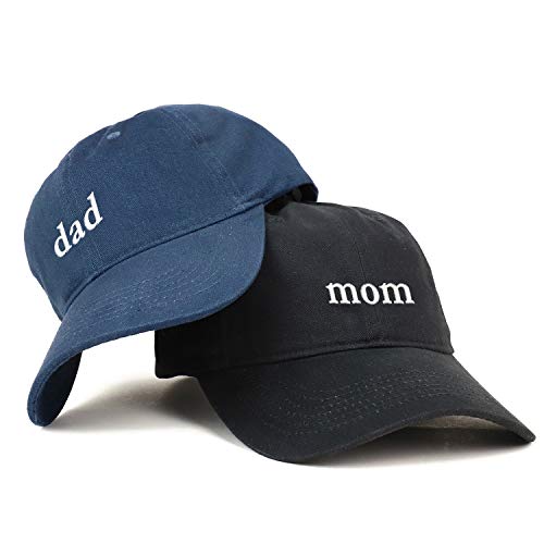 Trendy Apparel Shop Mom and Dad Soft Cotton Couple 2 Pc Cap Set - color: Black Navy