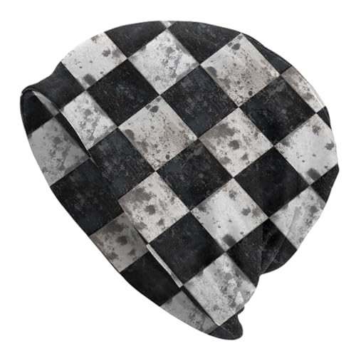 Beanie Hat for Men Women Slouchy Beanie Skull Sleep Cap Soft Lightweight Chemo Hat Stretch Cancer Headwear - color: Checkered