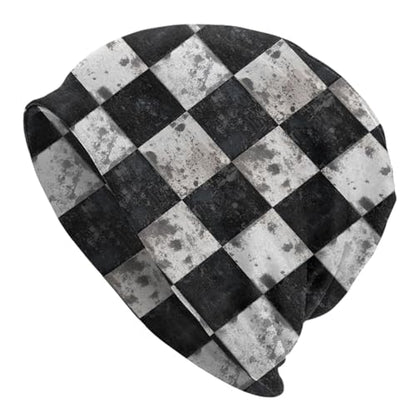 Beanie Hat for Men Women Slouchy Beanie Skull Sleep Cap Soft Lightweight Chemo Hat Stretch Cancer Headwear - color: Checkered