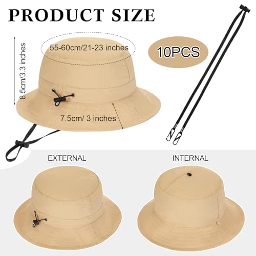 Twistover 10 Pcs Waterproof Packable Bucket Rain Hat for Women Men Quick Dry Foldable Adjustable Sun Hat for Fishing Hiking