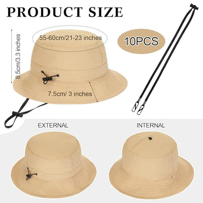 Twistover 10 Pcs Waterproof Packable Bucket Rain Hat for Women Men Quick Dry Foldable Adjustable Sun Hat for Fishing Hiking