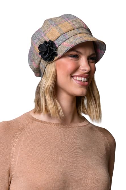 Newsboy Hat for Women's Cap 8 Panel Wool Made in Ireland - color: Yellow, Pink, Gray
