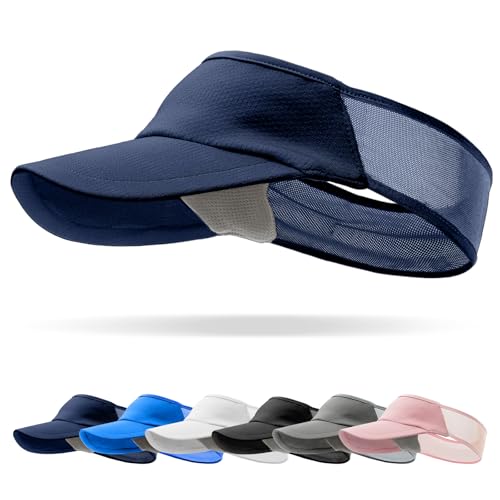 vidsel Sport Sun-Visor Hat Men Women, Summer UV Protection Stretchy Visor - color: Navy Blue