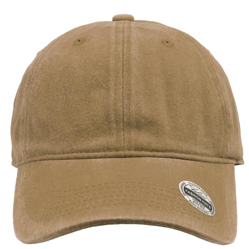 Falari Vintage Washed Cotton Baseball Caps, Original Classic Adjustable Size Low Profile Unconstructed Distressed Dad Hat - color: 1pk - Khaki