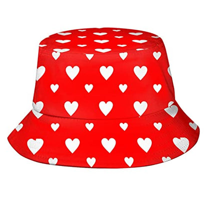 Valentine's Day Hearts Print Bucket Hat Summer Travel Fisherman Sun Hat Cap for Women Men Teens - color: Daya12