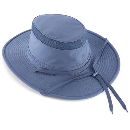 Home Prefer Classic UPF 50+ Men's Sun Hat Wide Brim Bucket Hat UV Protection Fishing Hat for Men Beach Safari Gardening Golf - color: Blue, size: Large