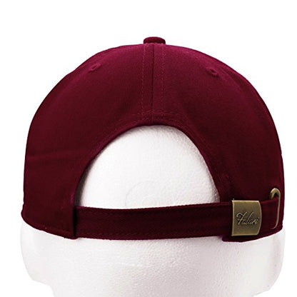 Falari Classic Baseball Cap Dad Hat 100% Cotton Soft Adjustable Size - color: Burgundy