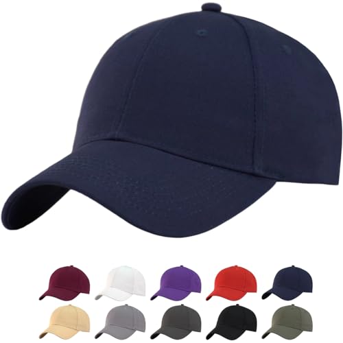 TSSGBL Classic Plain Baseball Cap, Small/M-L/XL-3XL Big Head Fit, Unisex Adjustable Cotton Structured Golf Dad Hat - color: C-navy, size: XX-Large