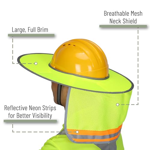 UNCO Industrial Hard Hat Sun Shield, 3 Pack, Yellow, Mesh Sunshade, Reflective, Snap Closure, Hard Hat Accessory - color: Yellow, size: 3 Pack