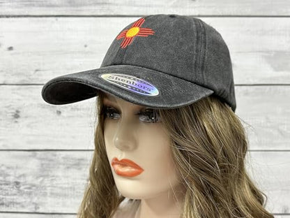 America State City Flag Hats - color: New Mexico Flag (Washed Black)