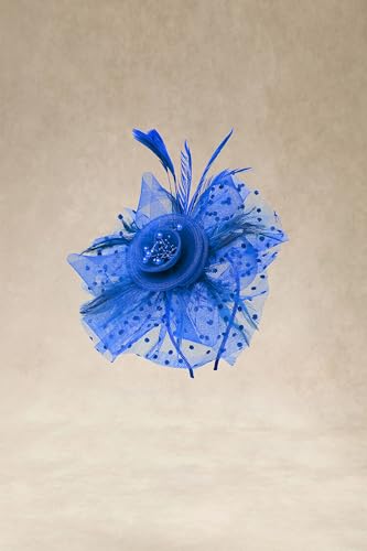 BABEYOND Fascinators Hats for Women Tea Party Flower Tulle Bead Derby Hat - color: Blue