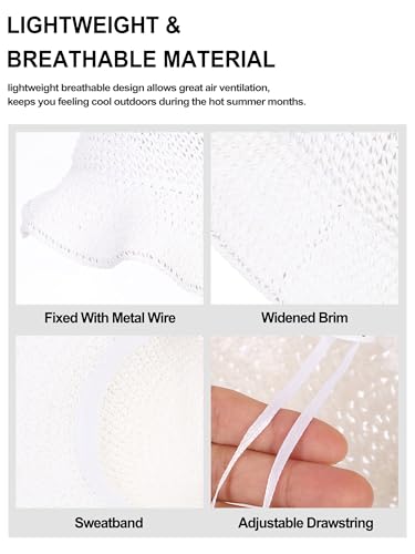 sy soul young Women's Straw Sunhat Wide Brim Hand Woven Beach Bucket Hat - color: White