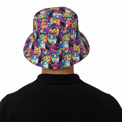 Bucket Hat for Men Women Packable Sun Hats Fisherman Outdoor Summer Travel Hiking Beach Caps - color: Cat