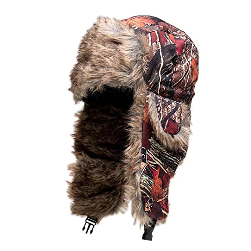 S A Soul of Adventure Winter Hat for Men & Women | Ushanka Russian Hat | Faux Fur Hat with Ear Flap - color: Forest Camo