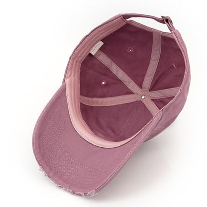 Distressed Baseball Cap for Men Women Cotton Dad Hat - color: Dark Purple