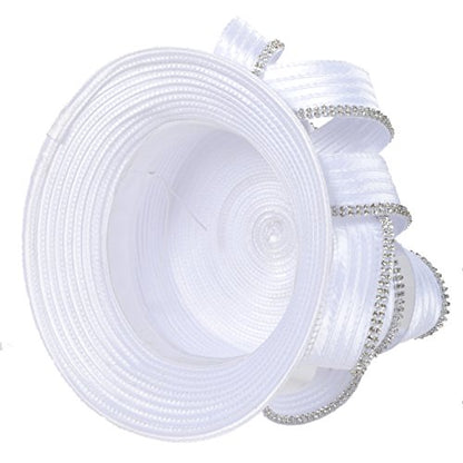 VECRY Womens Tea Party Church Baptism Wedding Derby Dressy Hat - color: Rhinestone-white