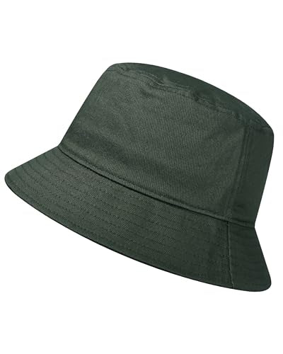 GADIEMKENSD 100% Cotton Bucket Hat - Unisex, UPF 50 Sun Protection, Lightweight, Packable - color: Army Green
