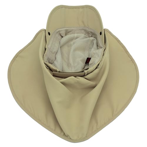Hat with Neck Protection Detachable Multi-Purpose Summer Sun Hat Sun Protection Breathable Quick Dry UV Protection - color: Khaki, size: Large