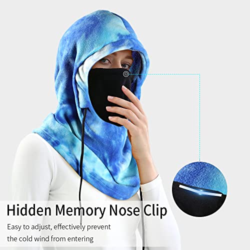 Achiou Ski Mask, Winter Balaclava Warm Windproof Face Cover Men Women - color: Blue