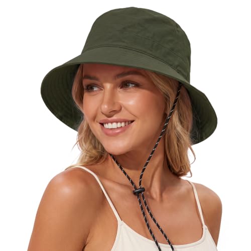 Durio Waterproof Bucket Hats for Woman UPF 50+ Sun Hat - color: Olive